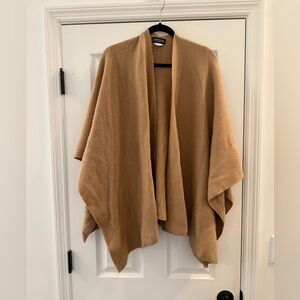 Repeat Cashmere Silver Edition Open Front Ribbed Poncho Cape Scarf Wool Blend